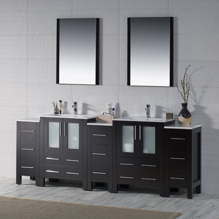 Orren Ellis Mance 85" Double Bathroom Vanity Set with Mirror Wayfair